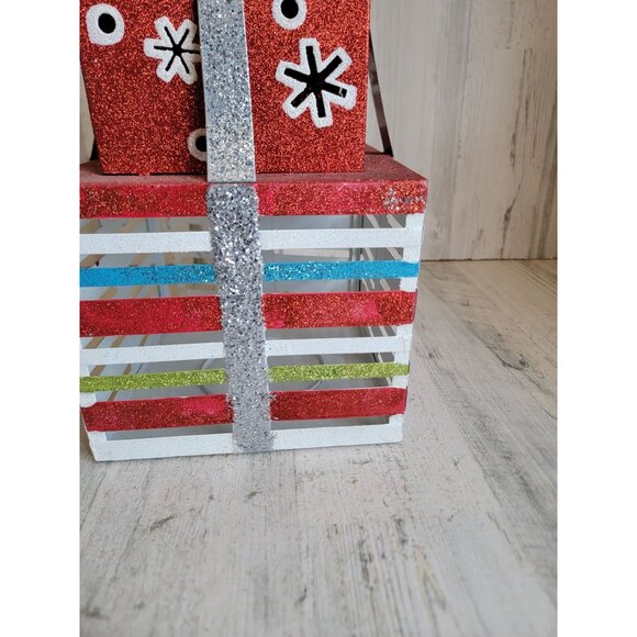 Large metal present candle holder‎ glitter Xmas home decor - Picture 4 of 12